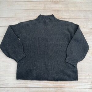 Goodthreads Women's Boucle Shaker Stitch Balloon-Sleeve Charcoal Heat Sweater  L